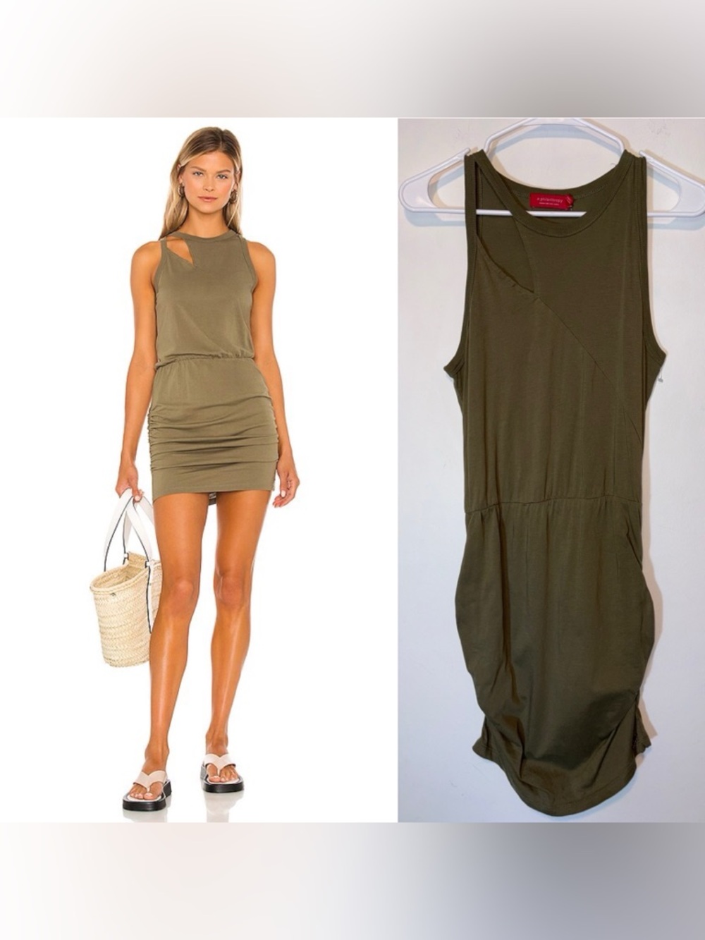 n:philanthropy X Revolve Charley Mini Dress Martini Olive Green Size S Cutout